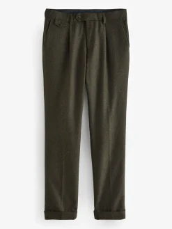 Joules Slim Fit Texture Suit Trousers Green