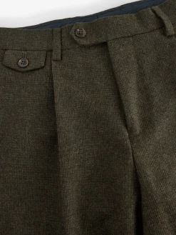 Joules Slim Fit Texture Suit Trousers Green