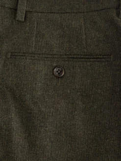 Joules Slim Fit Texture Suit Trousers Green