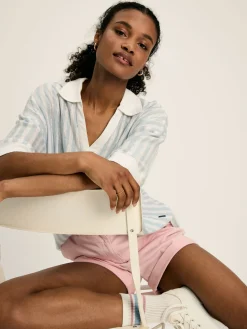 Discount Joules Hadley Blue Stripe Linen Polo Shirt BlueStripe