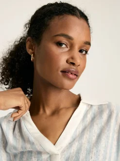 Discount Joules Hadley Blue Stripe Linen Polo Shirt BlueStripe