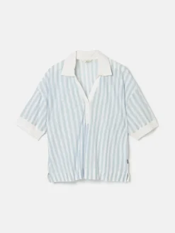 Discount Joules Hadley Blue Stripe Linen Polo Shirt BlueStripe