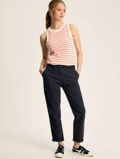 Sale Joules Harbour Cream & Coral Striped Jersey Vest Cream&CoralStriped