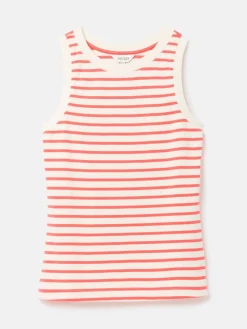 Sale Joules Harbour Cream & Coral Striped Jersey Vest Cream&CoralStriped