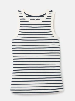 Joules Harbour Cream & Navy Striped Jersey Vest Cream&NavyStriped