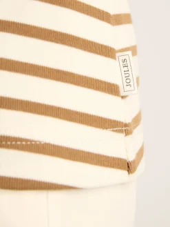 Sale Joules Harbour Cream & Tan Striped Jersey Vest Cream&TanStriped