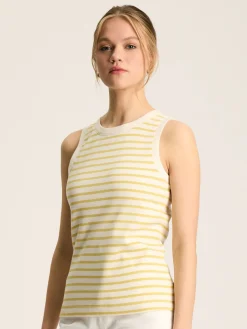 Hot Joules Harbour Cream & Yellow Striped Jersey Vest Cream&YellowStriped