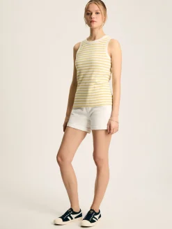 Hot Joules Harbour Cream & Yellow Striped Jersey Vest Cream&YellowStriped