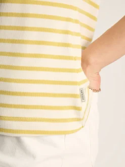 Hot Joules Harbour Cream & Yellow Striped Jersey Vest Cream&YellowStriped
