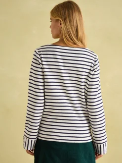 Joules Harbour V-Neck Jersey Top Cream/Navy