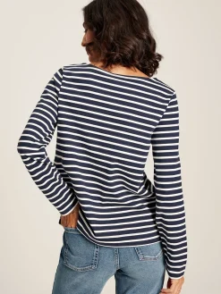 Outlet Joules Harbour Navy Blue Long Sleeve Breton Top NavyBlue