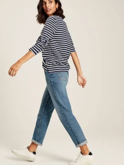 Outlet Joules Harbour Navy Blue Long Sleeve Breton Top NavyBlue
