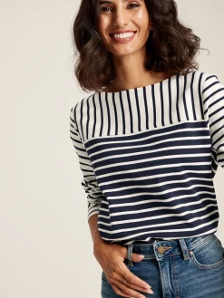 Hot Joules Harbour Navy Hotchpotch Long Sleeve Breton Top NavyHotchpotch