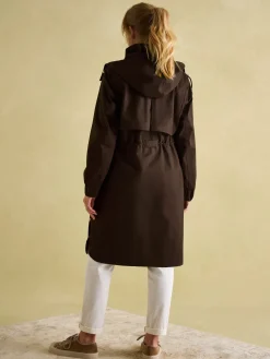 Sale Joules Harpsden Waterproof Long Raincoat with Hood Brown