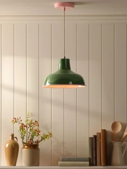 Joules Hatfield Green & Pink Industrial-Style Pendant Light Green&Pink