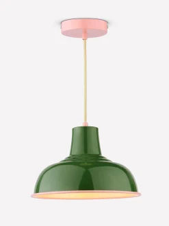 Joules Hatfield Green & Pink Industrial-Style Pendant Light Green&Pink