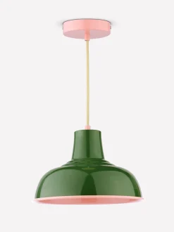 Joules Hatfield Green & Pink Industrial-Style Pendant Light Green&Pink
