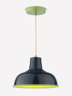 Best Joules Hatfield Navy & Green Industrial-Style Pendant Light Navy&Green