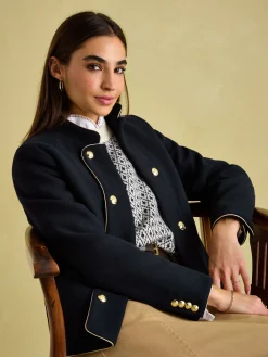 Outlet Joules Hazelmere Wool Blend Band Jacket Navy