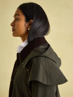 Online Joules Highbridge Khaki Green Waterproof Longline Coat with Hood KhakiGreen