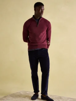Joules Hillside Quarter Zip Knit Jumper Burgundy