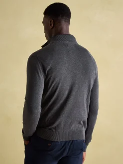 Sale Joules Hillside Charcoal Grey Quarter Zip Knit Jumper CharcoalGrey