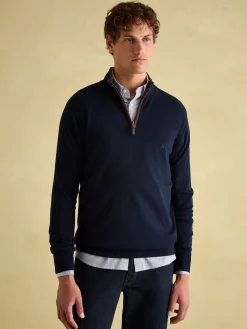 Online Joules Hillside Navy Blue Quarter Zip Knit Jumper NavyBlue