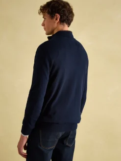 Online Joules Hillside Navy Blue Quarter Zip Knit Jumper NavyBlue