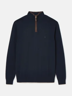 Online Joules Hillside Navy Blue Quarter Zip Knit Jumper NavyBlue