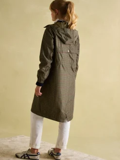 New Joules Holkham Khaki Green Check Waterproof Packable Raincoat With Hood KhakiGreenCheck