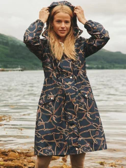 New Joules Holkham Navy Blue Bridle Waterproof Packable Raincoat With Hood NavyBlueBridle