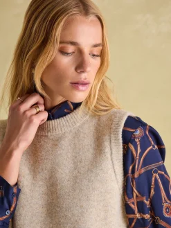 Clearance Joules Holly Longline Knitted Vest Camel