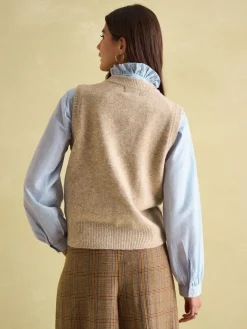 Sale Joules Holly Regular Fit Knitted Vest Natural