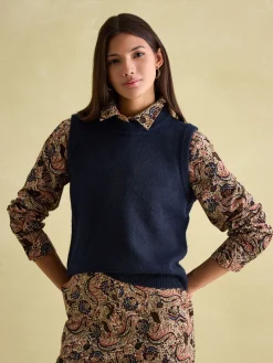 Sale Joules Holly Navy Blue Regular Fit Knitted Vest NavyBlue