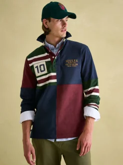 Outlet Joules Hotch Potch Embellished Striped Rugby Shirt Navy