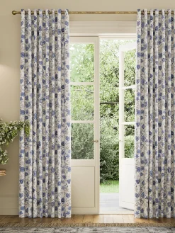 Clearance Joules Indienne Floral Set of 2 Blackout Eyelet Curtains Blue