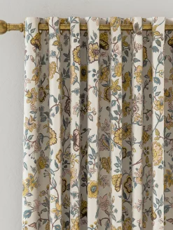 Online Joules Indienne Floral Set of 2 Blackout Eyelet Curtains Yellow