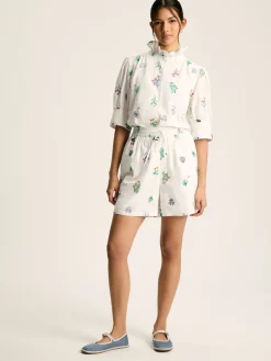 New Joules Iris Embroidered Blouse White
