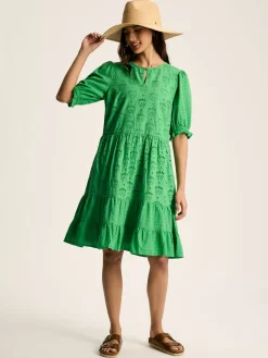 Hot Joules Isabel Cotton Broderie Dress Green