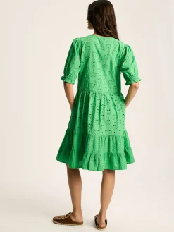 Hot Joules Isabel Cotton Broderie Dress Green