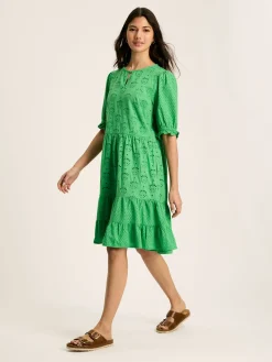 Hot Joules Isabel Cotton Broderie Dress Green
