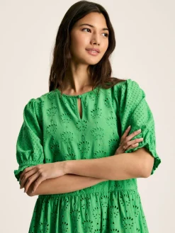 Hot Joules Isabel Cotton Broderie Dress Green