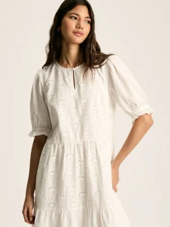 Clearance Joules Isabel Cotton Broderie Dress White