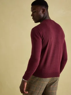 Sale Joules Jarvis Crew Neck Knitted Jumper Burgundy