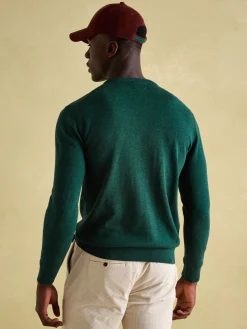 Sale Joules Jarvis Dark Green Crew Neck Knitted Jumper DarkGreen