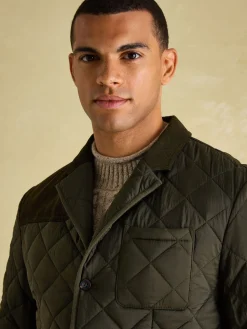 New Joules Jasper Diamond Quilted Blazer Green