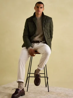 New Joules Jasper Diamond Quilted Blazer Green