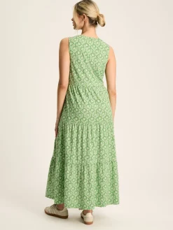 Joules Jayne Jersey Tiered Dress Green