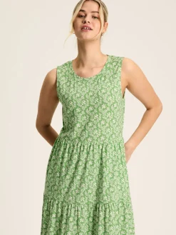 Joules Jayne Jersey Tiered Dress Green