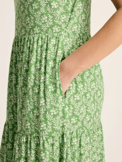 Joules Jayne Jersey Tiered Dress Green